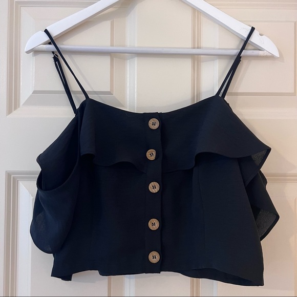 Lulu’s Malta Black Off-the-Shoulder Button-Up Two-Piece Dress - Picture 5 of 15